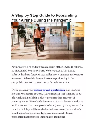 A Step by Step Guide to Rebranding Your Airline During the Pandemic
