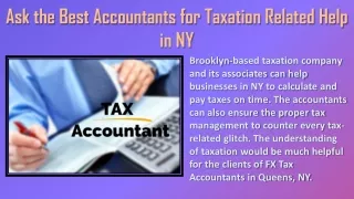 Ask the Best Accountants for Taxation Related Help in NY