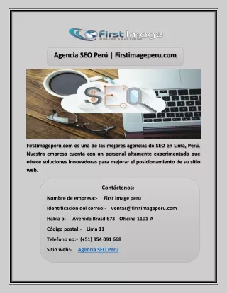 Agencia SEO Perú | Firstimageperu.com