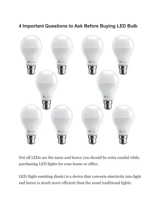 4 Important Questions to Ask Before Buying LED Bulb