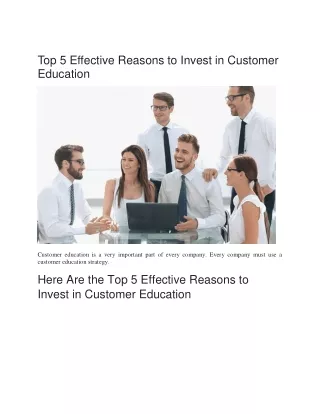 Top 5 Effective Reasons to Invest in Customer Education