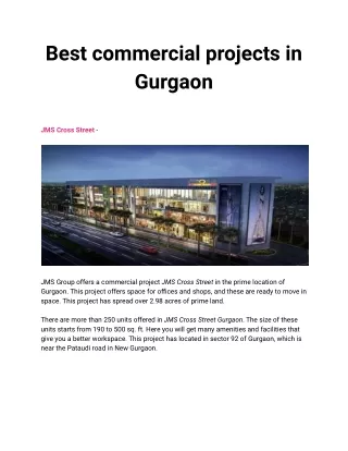 Best Commercial Projects in Gurgaon