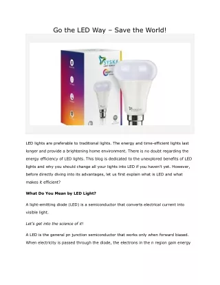 go the led way save the world