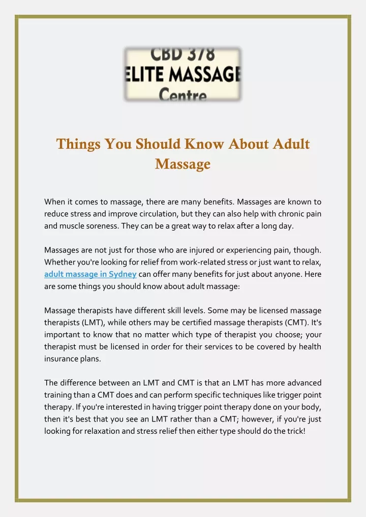 things you should know about adult massage