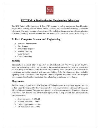 KCCITM - A Destination for Engineering Education
