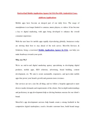 end to end mobile application agency