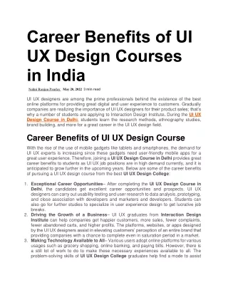Career Benefits of UI UX Design Courses in India
