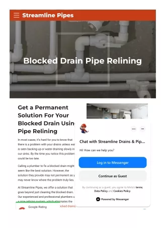 Blocked Drain Pipe Relining