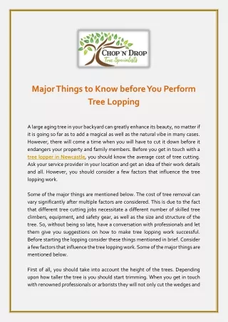 major things to know before you perform tree