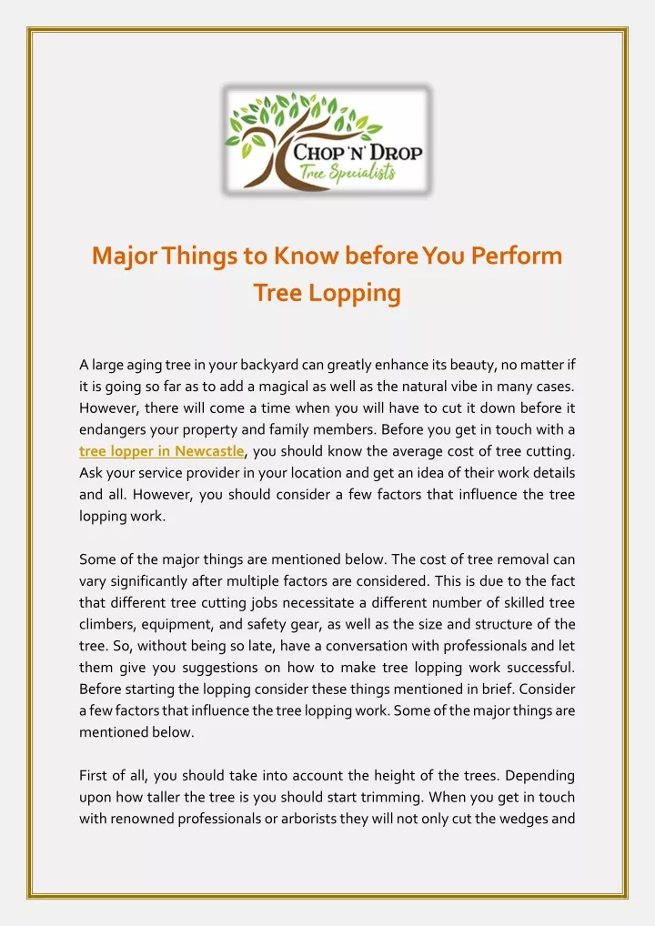 major things to know before you perform tree