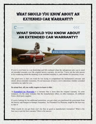 What should you know about an extended car warranty