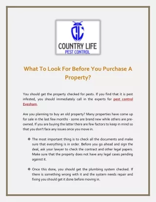 What To Look For Before You Purchase A Property