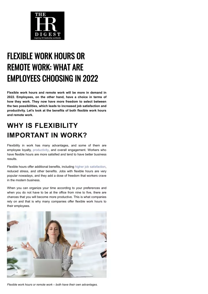 flexible work hours or remote work what