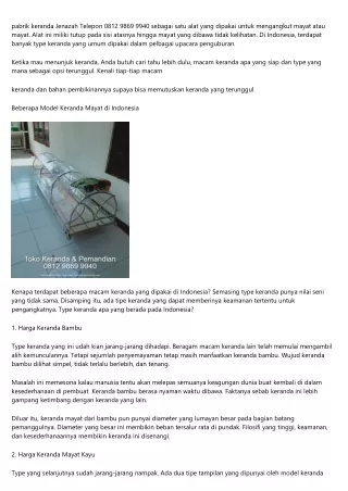 Perusahaan Keranda Jenazah KendalWa 0812-9869-9940