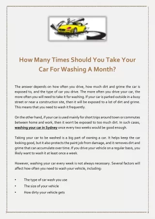 How Many Times Should You Take Your Car For Washing A Month