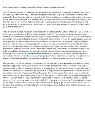 Know More details on Federal Costs by Criminal Defense Legal professional