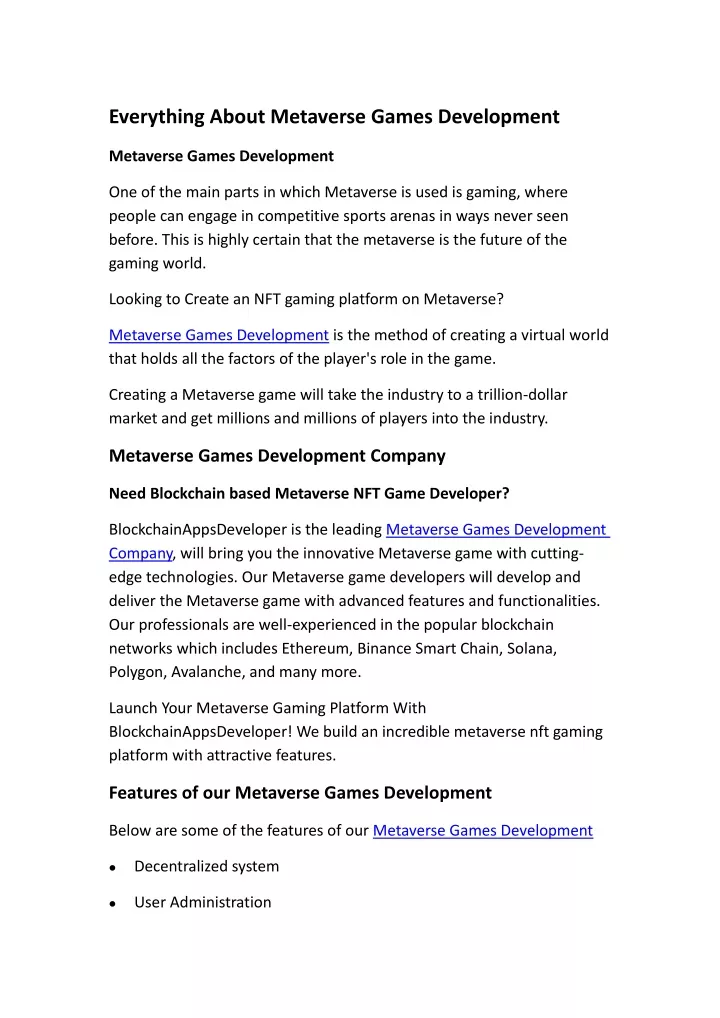 everything about metaverse games development