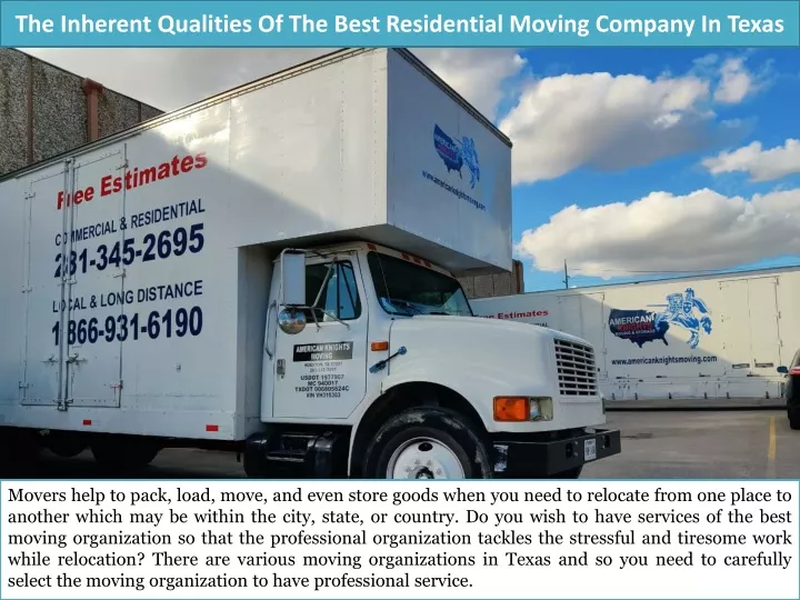 the inherent qualities of the best residential moving company in texas