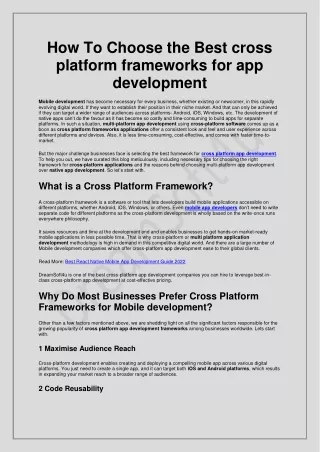 how to choose the best cross platform frameworks