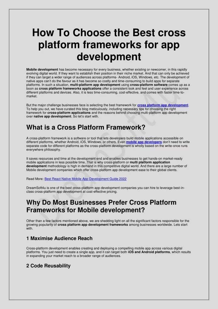 PPT - How To Choose The Best Cross Platform Frameworks For App ...