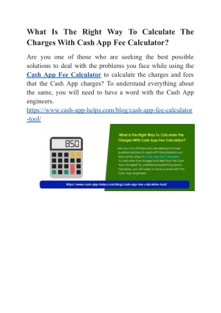 What Is The Right Way To Calculate The Charges With Cash App Fee Calculator?