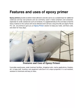 Features and uses of epoxy primer.