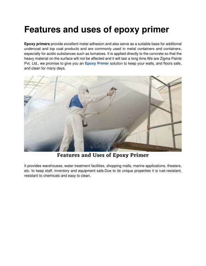 features and uses of epoxy primer