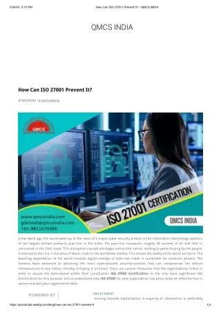 How Can ISO 27001 Certification Prevent organization's Data?