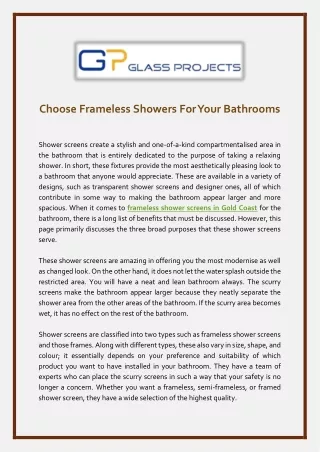 choose frameless showers for your bathrooms