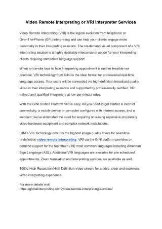 Video Remote Interpreting or VRI Interpreter Services