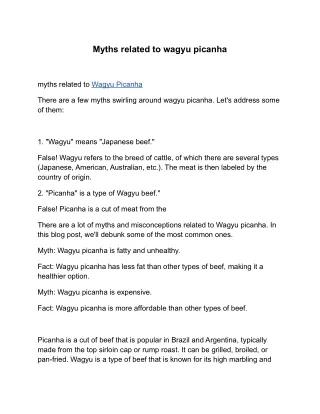 myths related to wagyu picanha