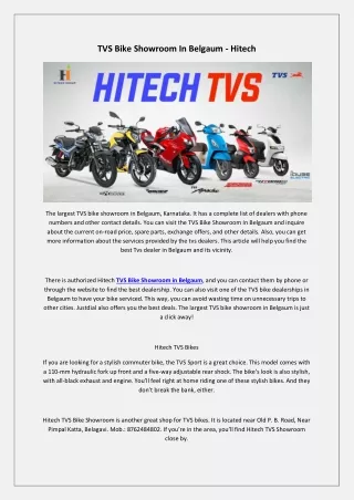 TVS Bike Showroom In Belgaum