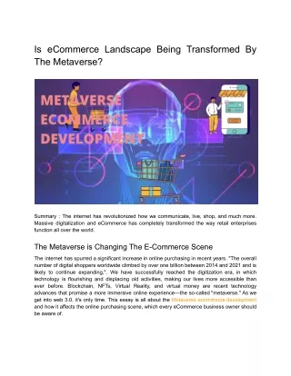 Is eCommerce Landscape Being Transformed By The Metaverse