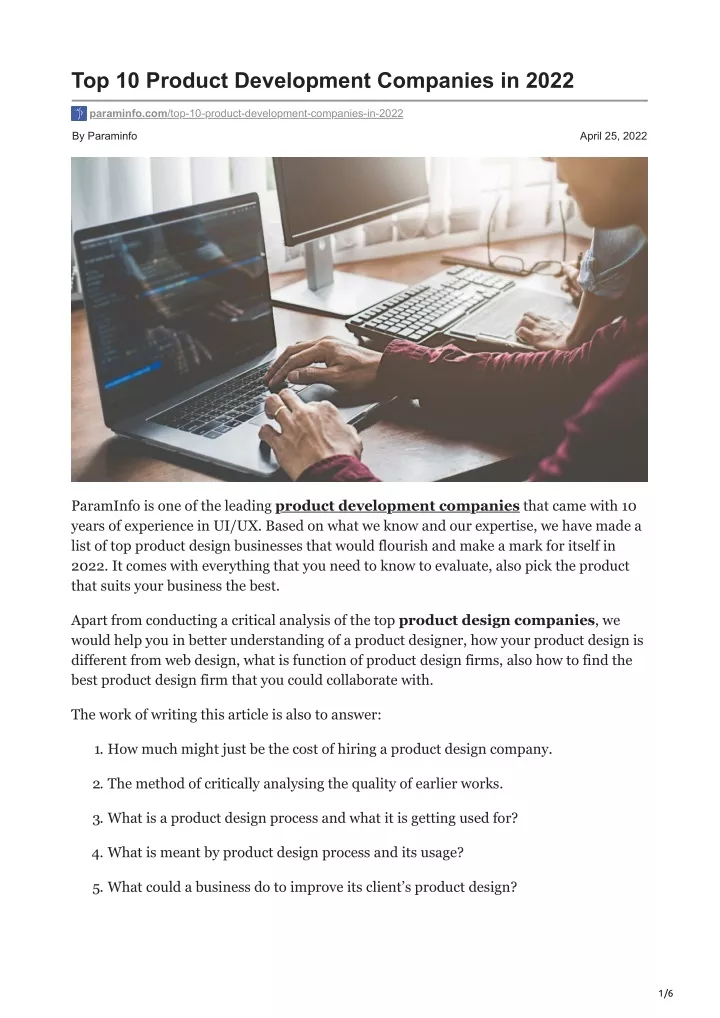 top 10 product development companies in 2022