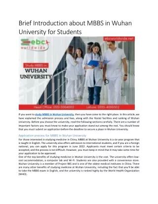 brief introduction about mbbs in wuhan university