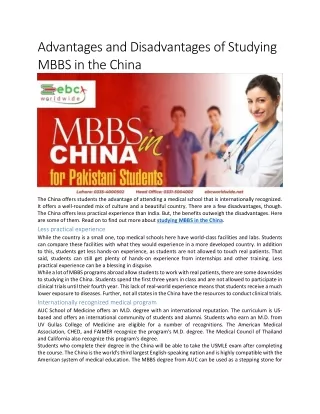 advantages and disadvantages of studying mbbs