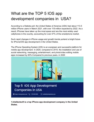 what are the top 5 ios app development companies