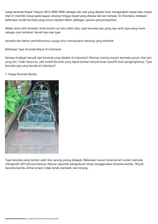 Perusahaan Keranda Jenazah DemakTelp 0812 9869 9940