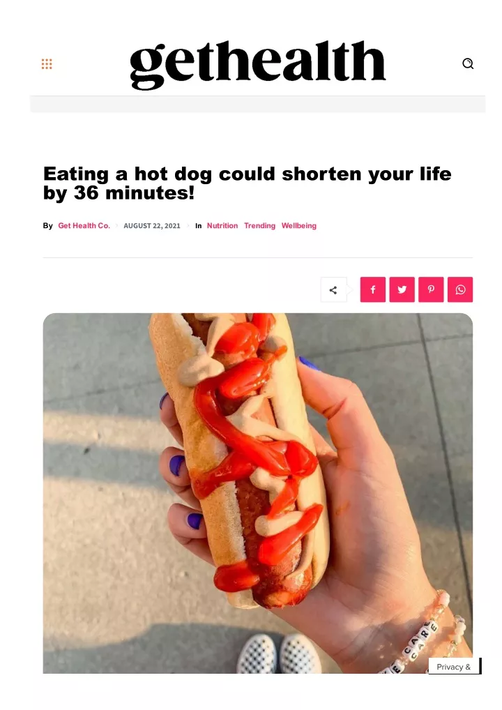 eating a hot dog could shorten your life