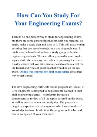 How Can You Study For Your Engineering Exams?