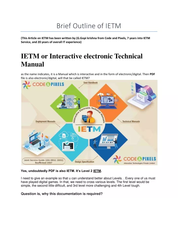 brief outline of ietm