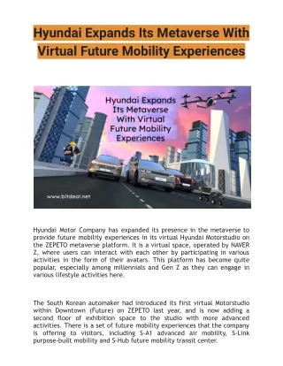 Hyundai Expands Its Metaverse With Virtual Future Mobility Experiences