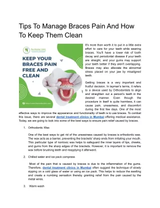tips to manage braces pain and how to keep them