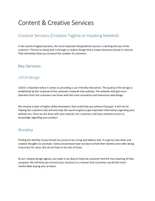Content & Creative Services