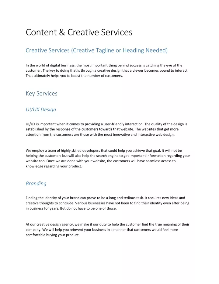 content creative services