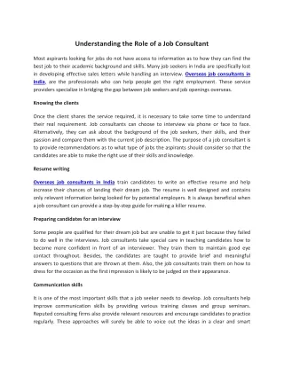 understanding the role of a job consultant
