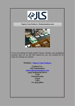 Osprey Case Packers | Jlsautomation.com