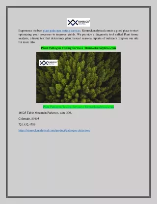 Plant Pathogen Testing Services | Rimrockanalytical.com