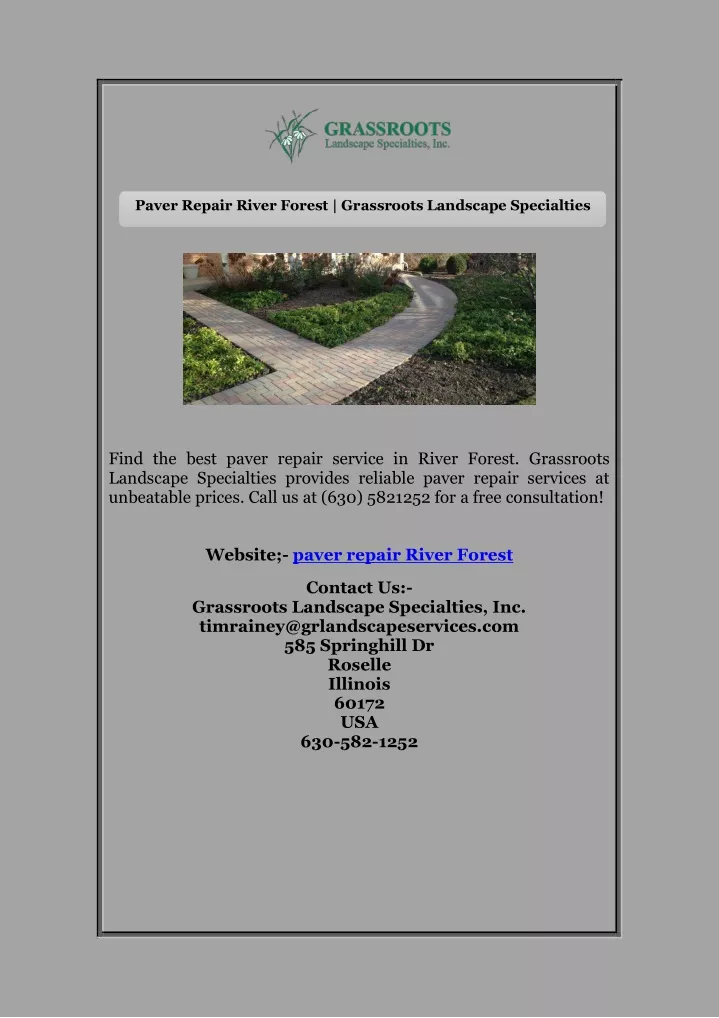 paver repair river forest grassroots landscape