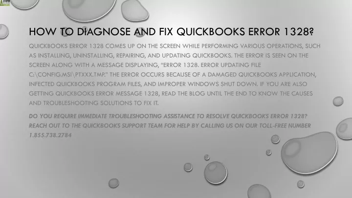 how to diagnose and fix quickbooks error 1328